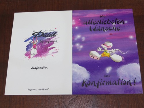 Diddl Karte Klappkarte Anlasskarte Konfirmation Kommunion Valentinstag RARITÄT - Picture 7 of 13