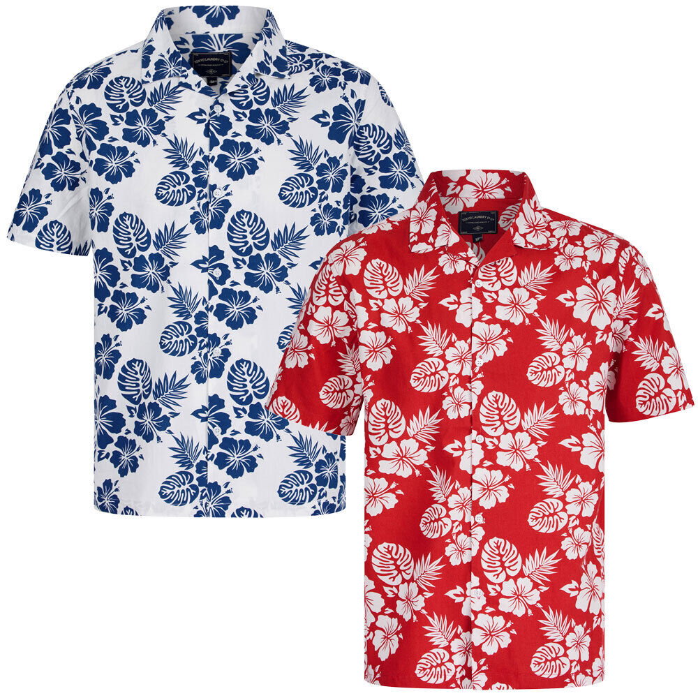 Tokyo Laundry Hawaiian Shirt Men's Floral Print Short Sleeve Tokyo Laundry Hawaiian Shirt Men's Floral Print Short Sleeve