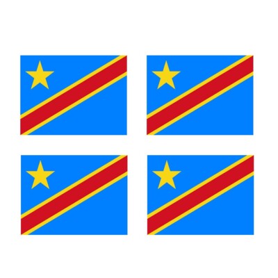 4er Set x Demokratische Republik Kongo Flagge Aufbügeln Siebdruck für Stoff