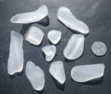 Sea Glass, Set of Clear with a Ridge or Bump on them