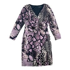 David Meister Women's 10 Purple Snake Print Sheath Dress Office Party Mob Wife