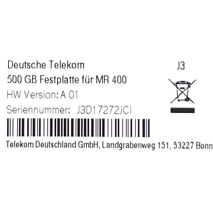 Festplatte 500GB Telekom Media Receiver mit Montagerahmen für MR 400 / 401 / 601 - Bild 2 von 2