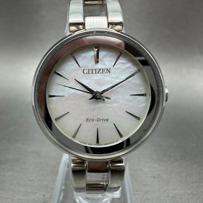 Citizen Eco-Drive Watch Women 28mm MOP Dial Silver Tone Round E031-R008803 Runs