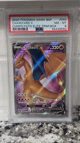 2020 Pokemon SWSH #050 Charizard V Champions Path ETB Black Star Promo PSA 8