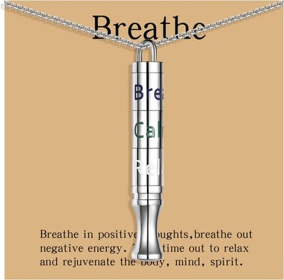 Fidget Necklace with Spinning Calm, Breathe, Relax Charms - Sensory Anxiety Reli