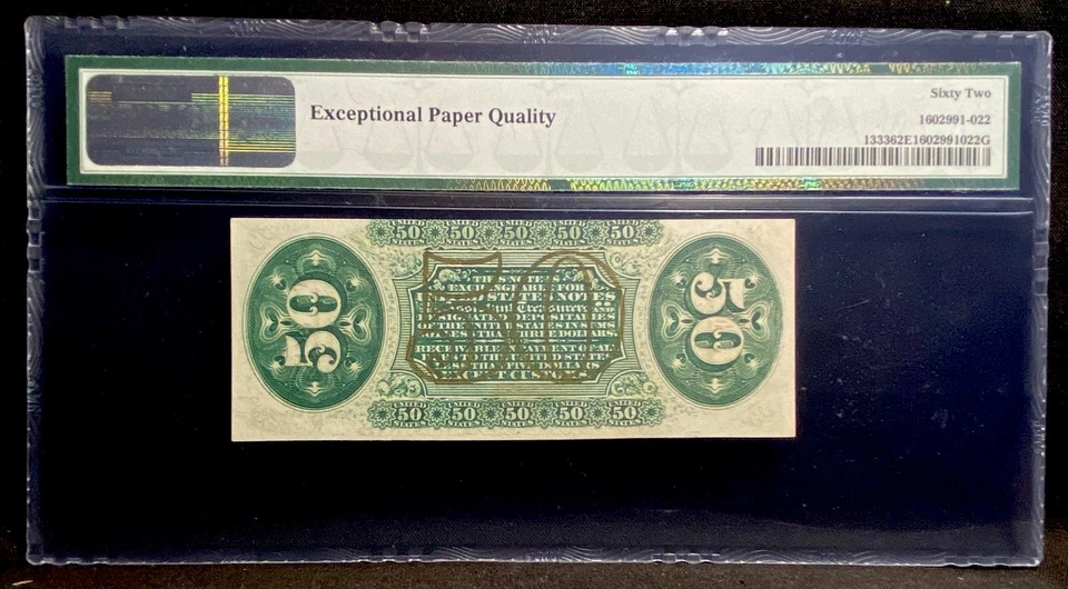 PMG UNC 62. FR# 1333 Fractional 1864 Union Currency 50c, Civil War Third Issue - Image 2 of 4