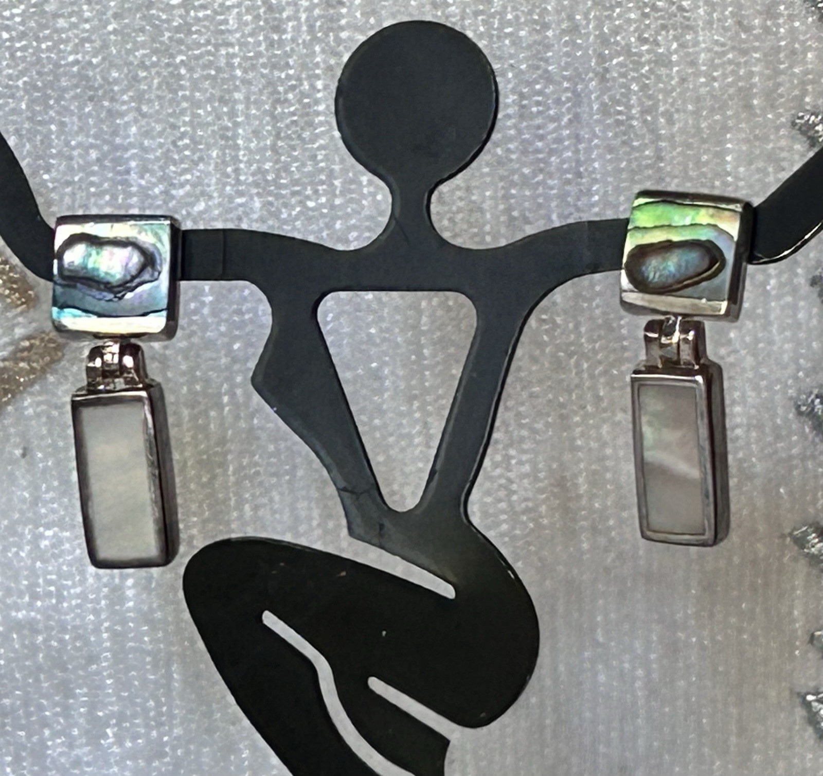 VTG Rectangle 925 Shell Earrings Silver - image 1