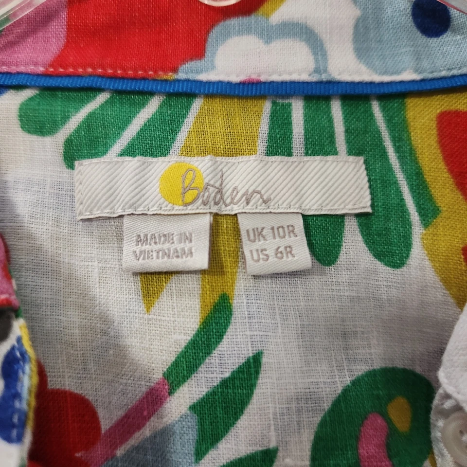 Boden льняная рубашка цветочный и птица печати размер 6R - Изображение 4 из 4