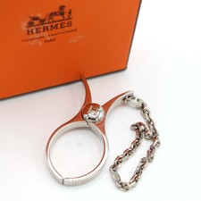 HERMES Filou Glove Holder H Logo Silver Women's Accessories Key Chain Bag Charm