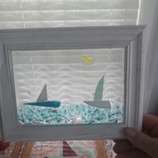 Stain Glass Sailboats Framed