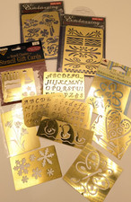 Brass Embossing Stencils Set of 12 Alphabets Flowers Birthday Borders