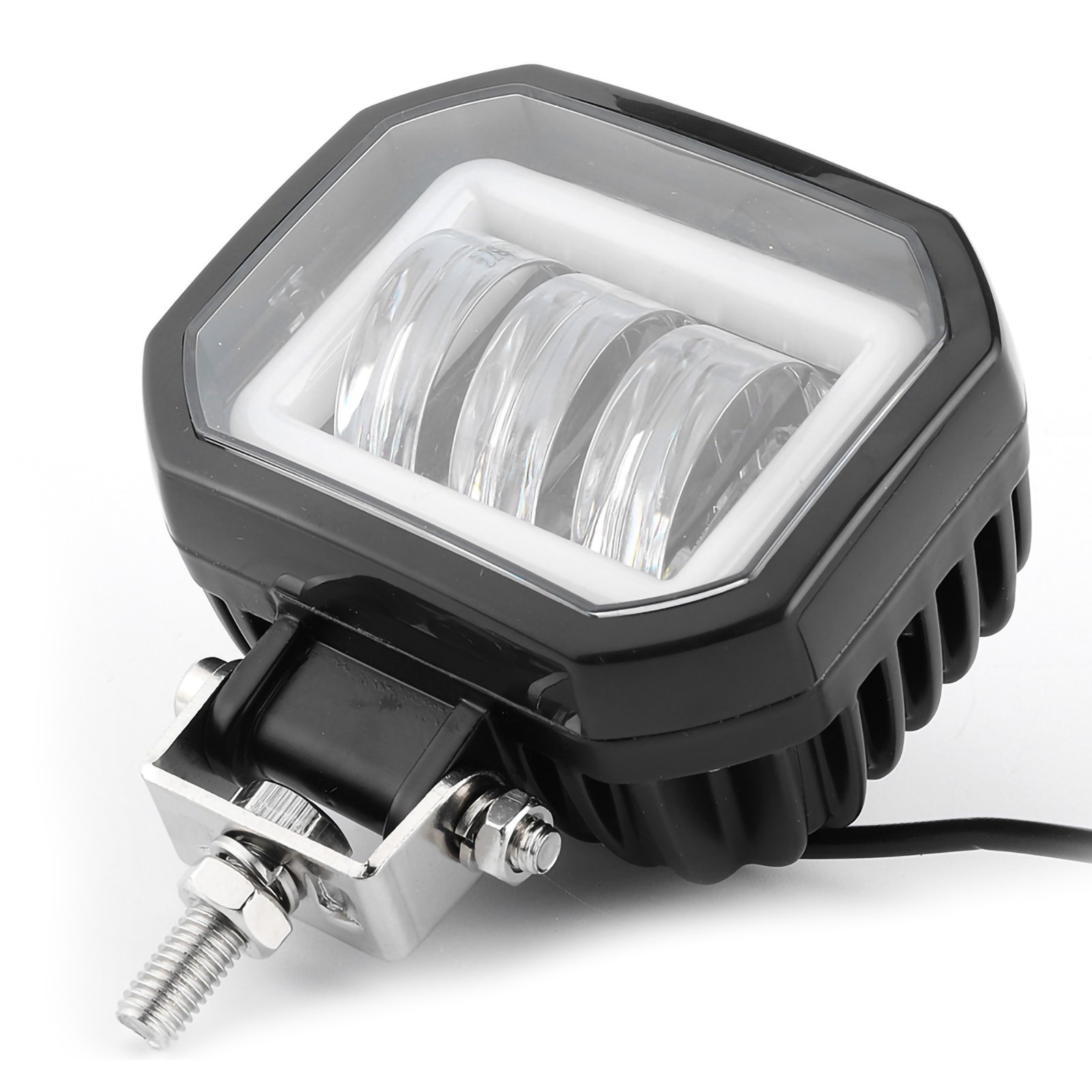 LED Work Light 3.5in 6000K 30W Waterproof Square Angel Eyes Lamp For Car ATV