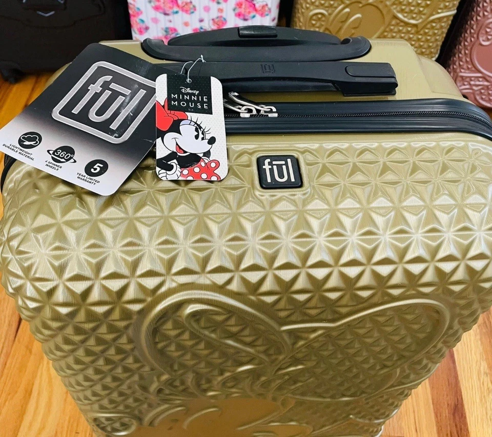 Disney Minnie Mouse Gold Spinner FUL Suitcase Textured Hard Luggage 25" - Image 3 of 4