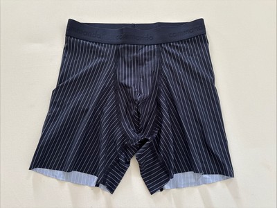 Men's Micro Tech Boxer Brief by Commando Size Small Navy Pinstripe Flyless - NEW
