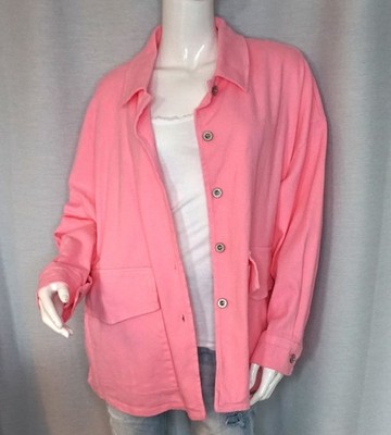 Jeansjacke Oversized  Jacke BELIEVE Stickerei Bubblegum Rosa 38,40,42,44 Neu