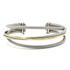 David Yurman 18K Sterling Rope Twist Cable Crossover 6.5" Cuff Bracelet #S5666-4 — photo 2