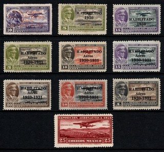 Mexico 1930 31 Scott C28 C37 Air Post Stamps MH SCV $63.50