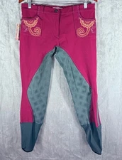 Accademia Italiana Gipsy Power Grip Riding Breeches Womens 14 Magenta pants