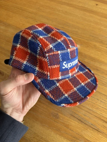 Casquette de camp Supreme x Harris Tweed « Red Plaid » SS25 EXPÉDITION LE JOUR MÊME ✅