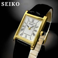 Seiko SWR054 Ladies Quartz White Dial Black Leather Water Resistant