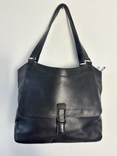 Lakeland Black Leather Shoulder Bag Large Tote Handbag Polka Dot Lining