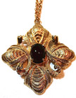 Vtg Castlecliff Maltese Cross Garnet Glass Cabachon Gold Tone Necklace -Gorgeous — photo 3