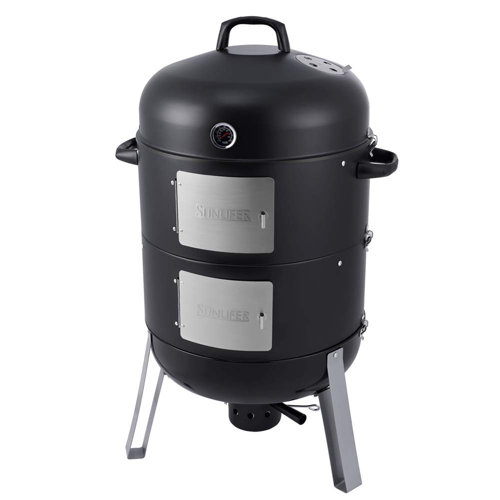 20.5 Inch Vertical Charcoal Smoker and Grill Combo, Heavy-Du