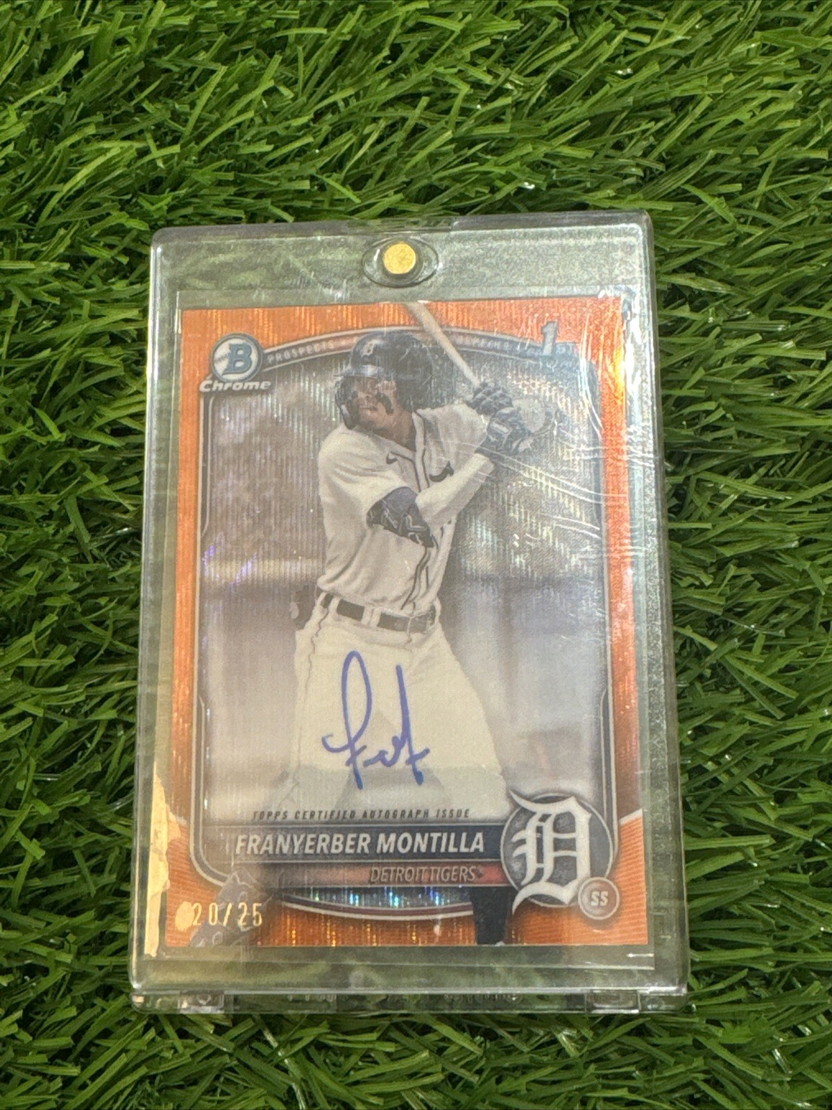 2025 Bowman Franyerber Montilla Orange Wave Chrome Auto Refractor 1st /25 Tigers
