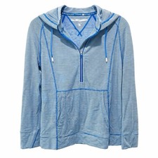 Tommy Hilfiger Sport 1/4 Zip Hoodie Blue White Stripe Women  s Small NWT