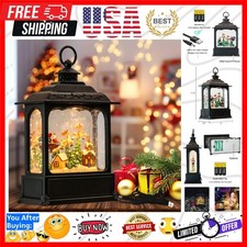 Christmas Musical Snow Globe Lantern with 6 Hour Timer, 11.2 Inch USB Plug-in...