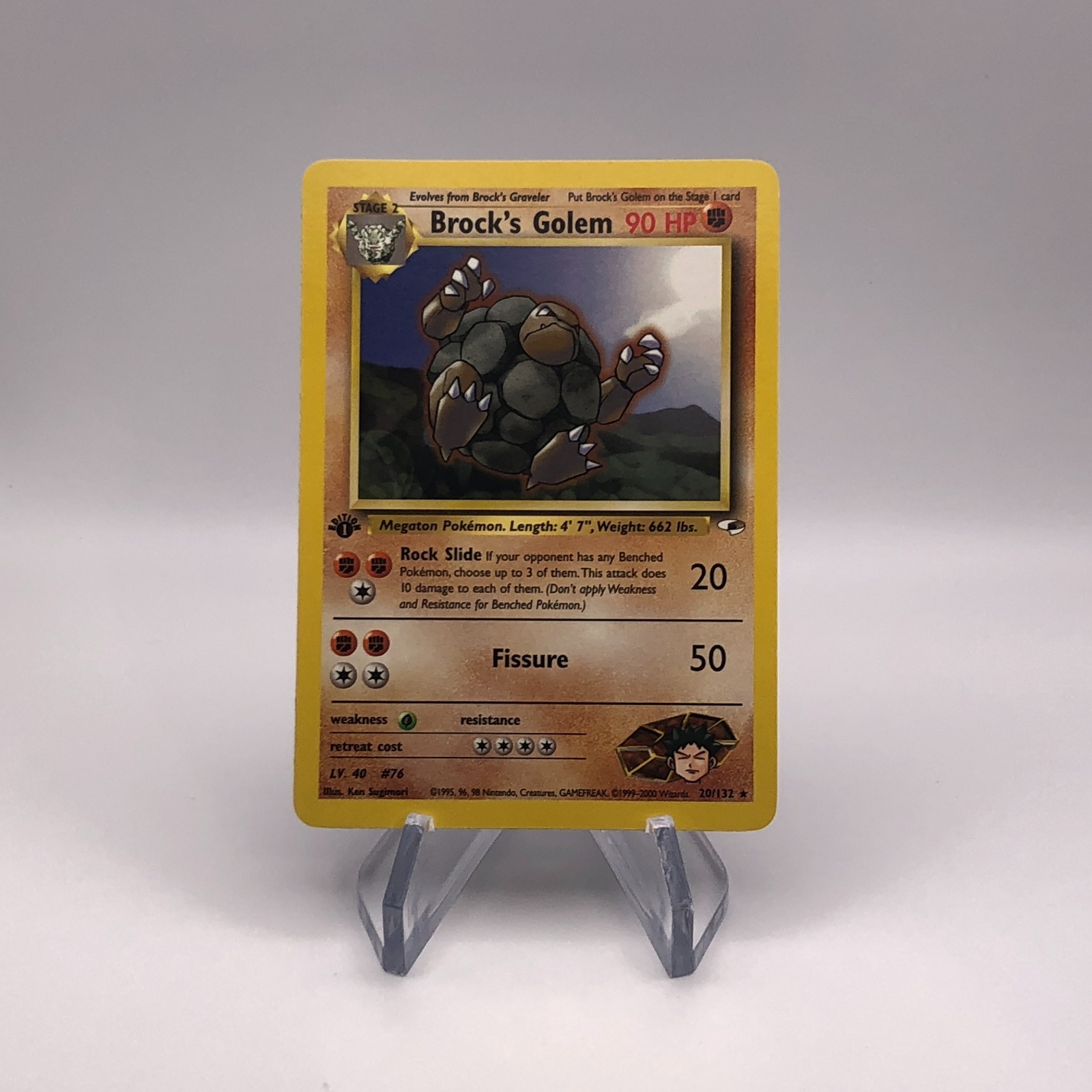 Pokémon Brock's Golem 20/132 - 1st Edition Gym Heroes - Rare - NM - Vintage WotC
