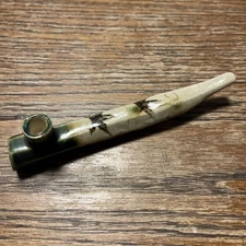 Vintage Mino Ware Kyohei Kiln Oribe Smoking Pipe Unique Collectible Item