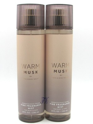 BATH & BODY WORKS WARM MUSK FRAGRANCE MIST 8 FL OZ (LOT OF 2 PCS)