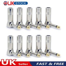 10pcs Pro Right Angle Mono Jack Plugs 1/4 inch 6.35mm Solder Fit Gold Plated Tip