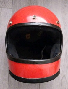 Vintage 1970's Bell Star 120 Toptex Orange Full Face Motorcycle Helmet sz 7-1/4
