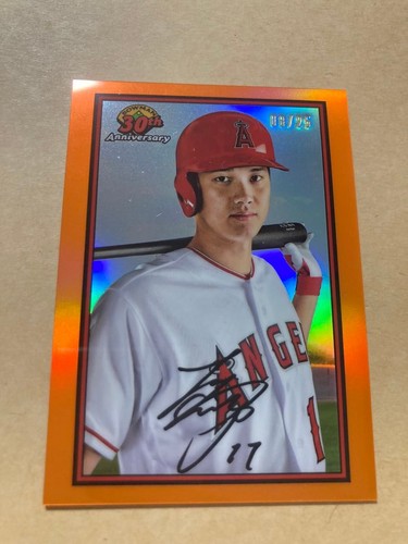 2019 Bowman Chrome Shohei Ohtani 30th Anniversary Orange Print Auto /25
