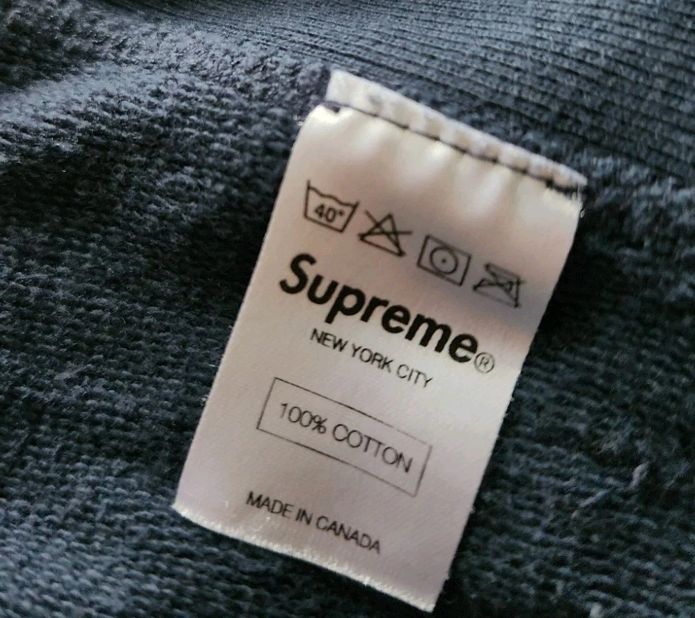 Felpa con cappuccio SS13 Supreme Bling Box logo blu navy felpa piccola 2013 vintage