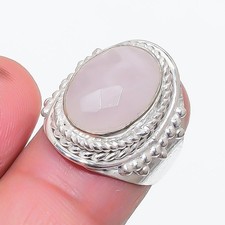 Natural Rose Quartz Gemstone Handmade 925 Sterling Silver All Size Ring For Gift