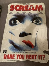 Scream Blockbuster Video Authentic Used Window Poster 1997 Drew Barrymore