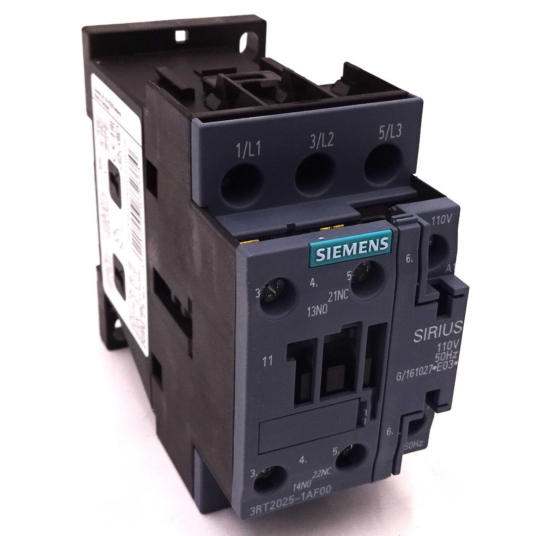 Contactor 3RT2025-1AF00 Siemens 3P 7.5kW 110VAC 1NO 1NC Aux 3RT20251AF00