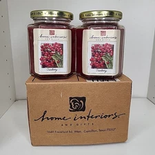 Set Of 2 Vintage Home Interiors Cranberry Compote 7.5 oz Jar Candle - NOS
