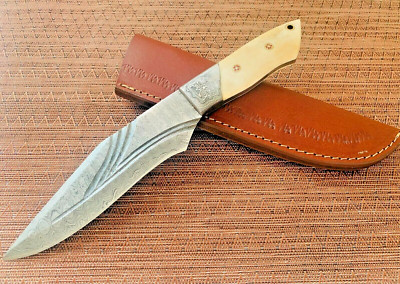 Handmade Chef Knife ,Damascus  Steel  6 Engraved Blade, Damascus Bolster, SK-76