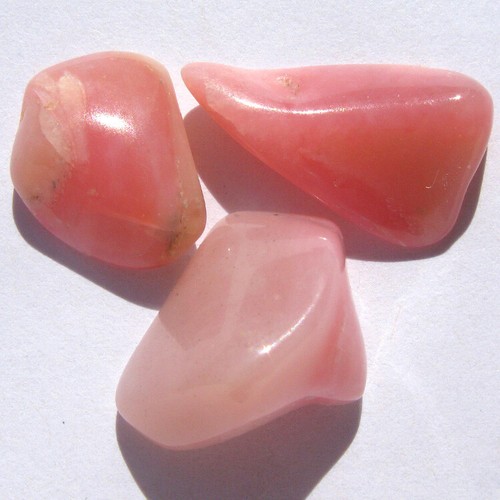 PINK OPAL Crystal Healing Polished Natural Gemstone Tumbled 3pc LOT - Picture 1 of 5