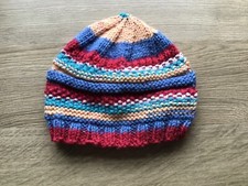 Hand knitted Baby Hat Blue Mix Newborn