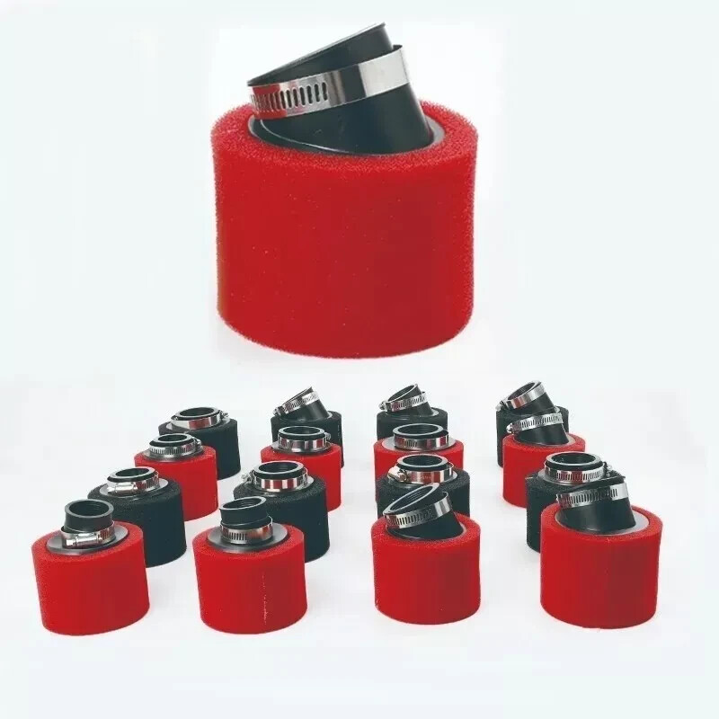 RED 48mm Bent Angled Foam Air Filter Pod PIT PRO Trail Quad Dirt Bike - Foto 10