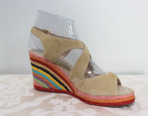 Palomitas by Paloma Barcelo Rainbow Stripes Wedge Sandals Espadrilles Size 9 - Foto 8 di 10