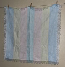 Vintage Acrylic Lightweight Baby Blanket Pastel Little Set 35  Fringe