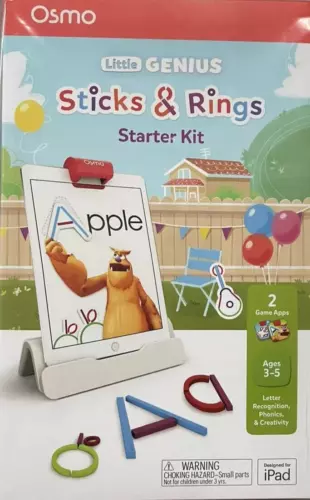 Osmo - Little Genius Sticks & Rings Starter Kit for iPad w/2 Games. Ages 3-5.