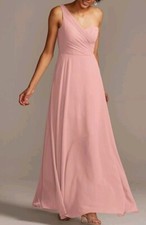 David's Bridal chiffon bridesmaid dress with one shoulder