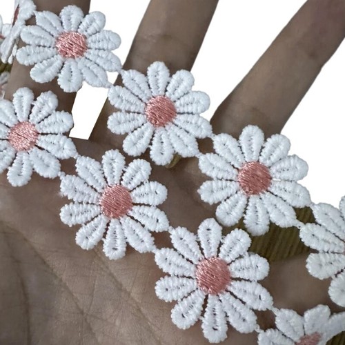 Embroidered Lace Trim 25mm Wide Embroidered Applique Decorating Lace Trims - Picture 18 of 18